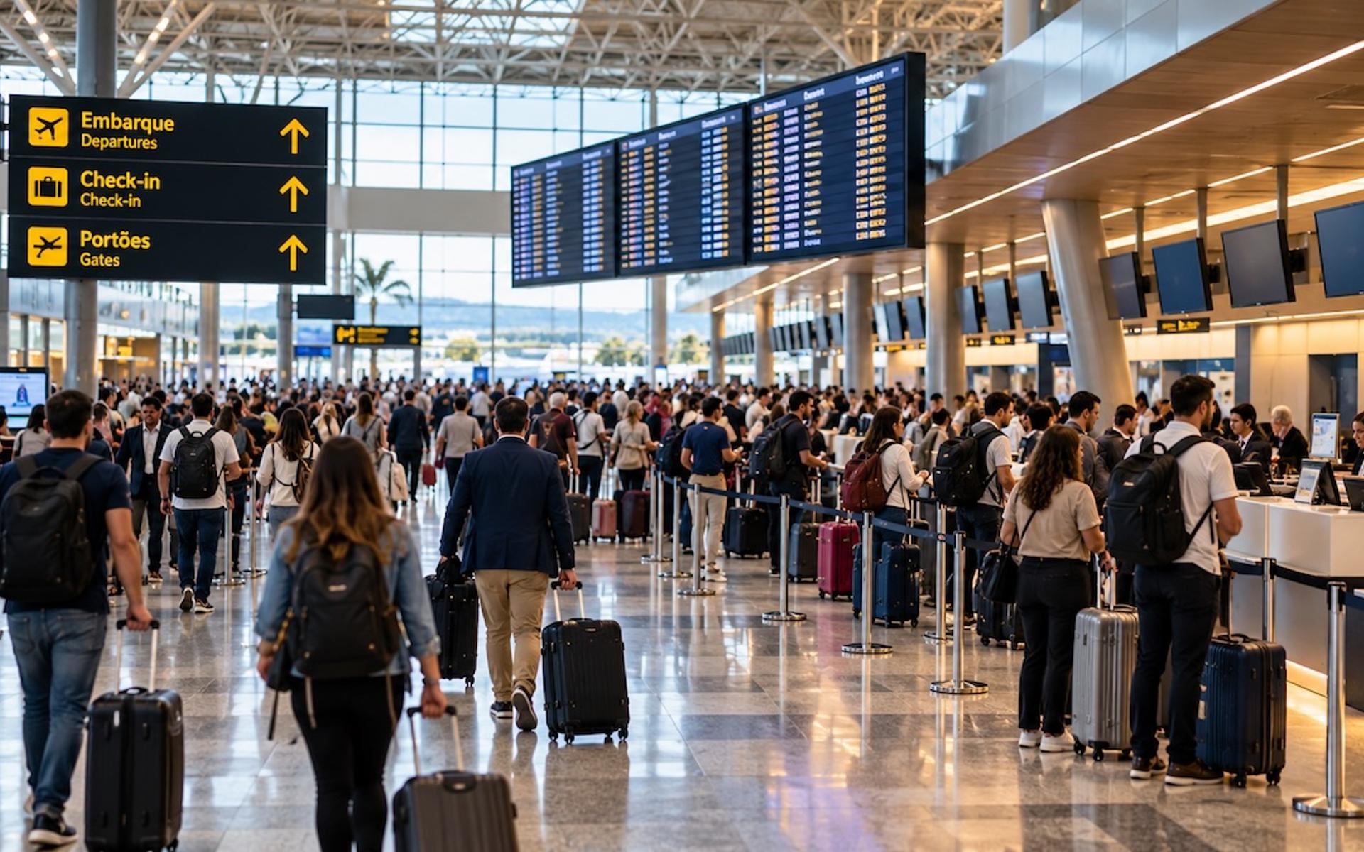 Bustling Modern Airport Check-In Terminal