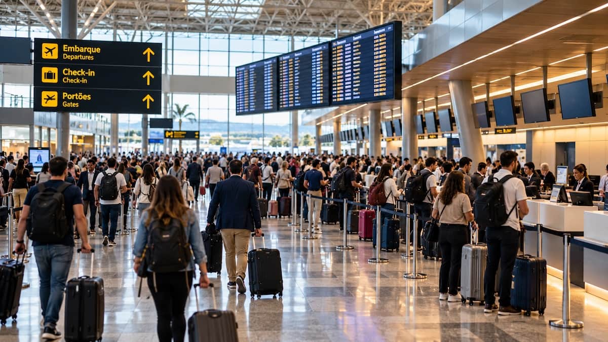 Bustling Modern Airport Check-In Terminal
